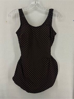 Shore Shape Women’s Brown Polka Dot Swimdress One Piece Swimsuit Size 10 Y2K